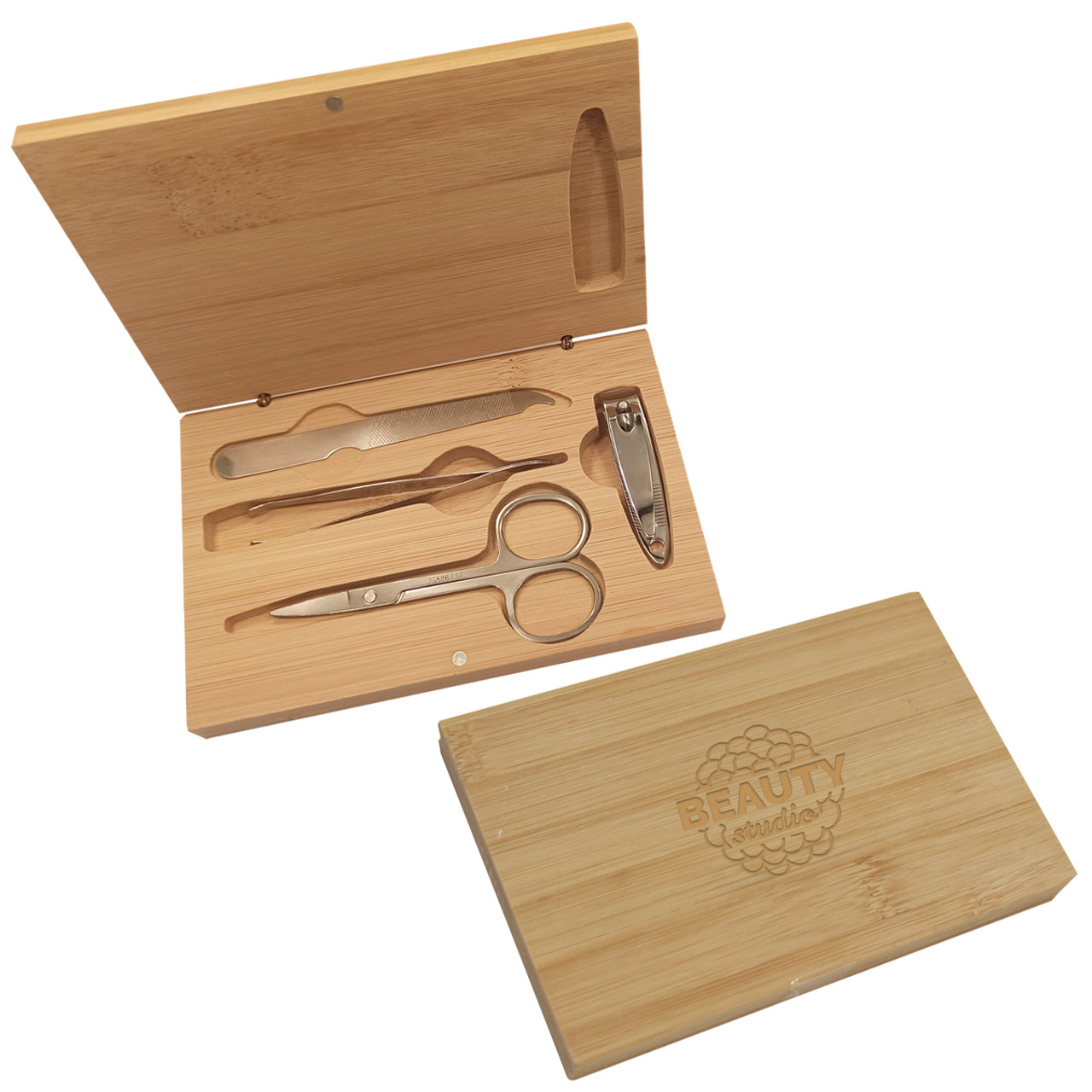 Custom 4 Piece Manicure Set In Bamboo Case 85005