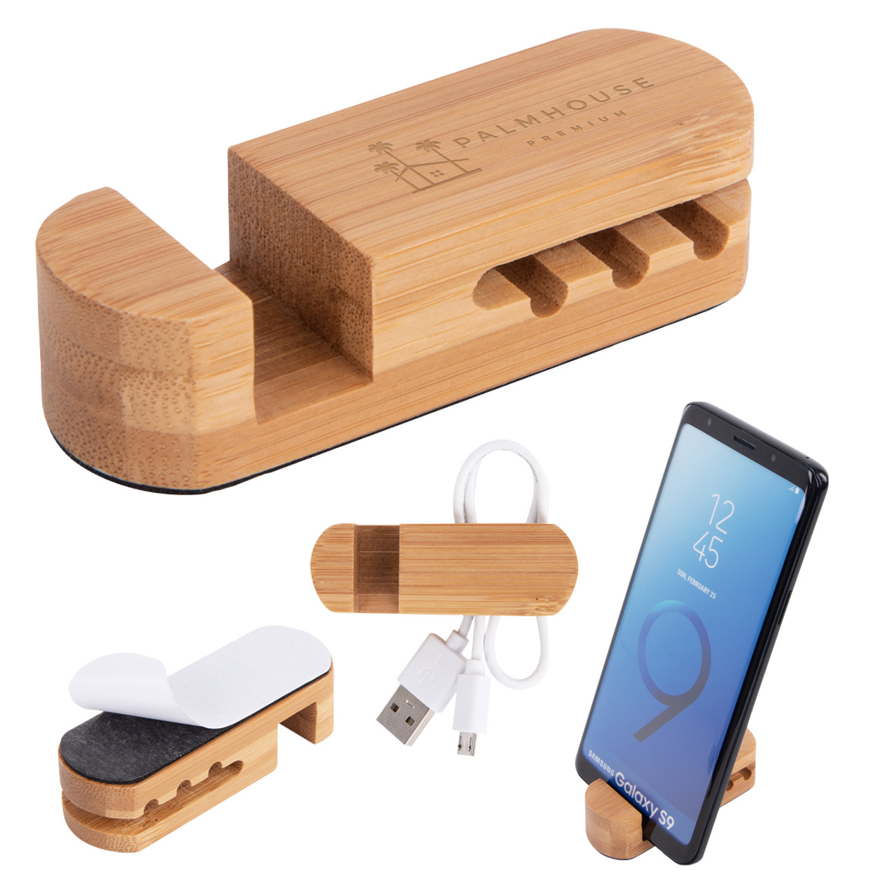 Custom Bamboo Desktop Cable Organizer 25310