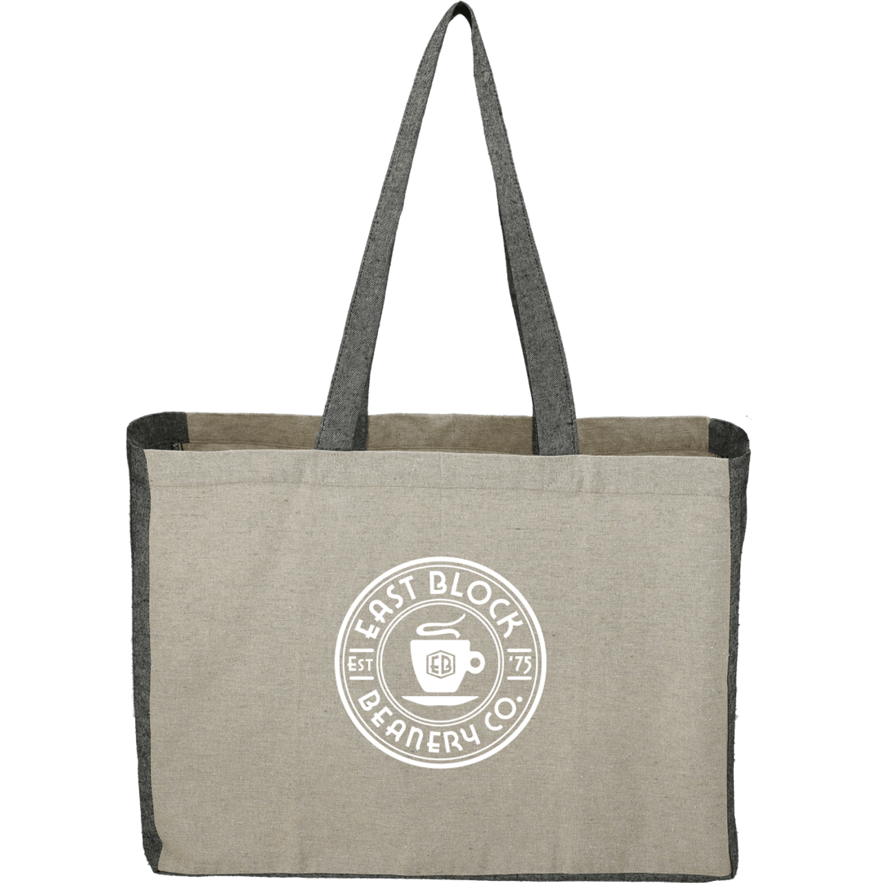 Custom Recycled Cotton Contrast Side Shopper Tote