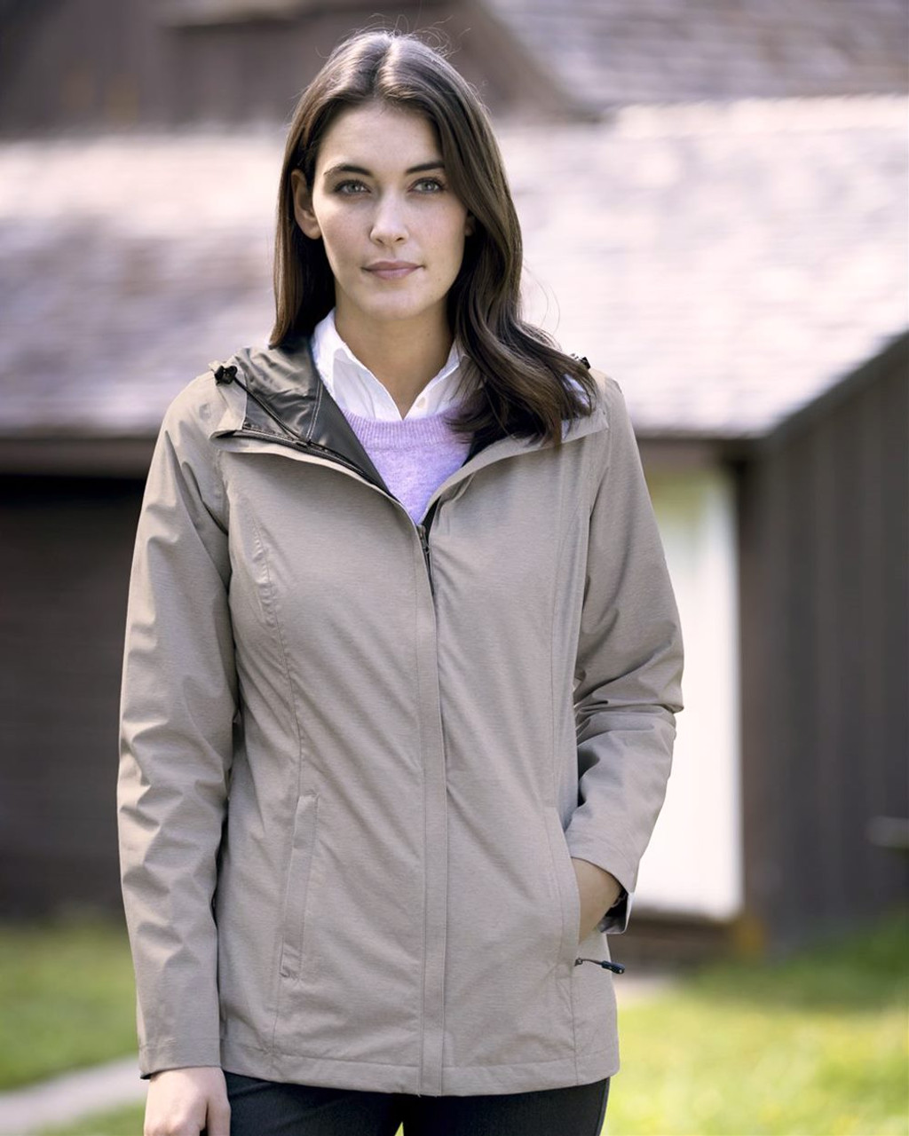 Embroidered Women's 32 Degrees Mélange Rain Jacket - 17604W