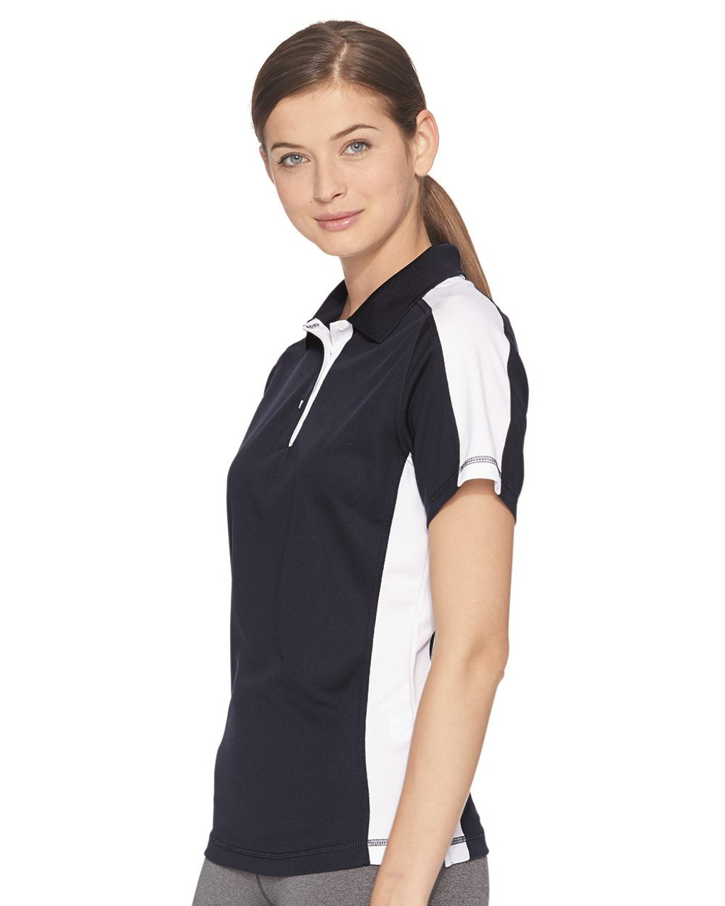 Embroidered Women's Colorblocked Moisture Free Mesh Polo - 5465