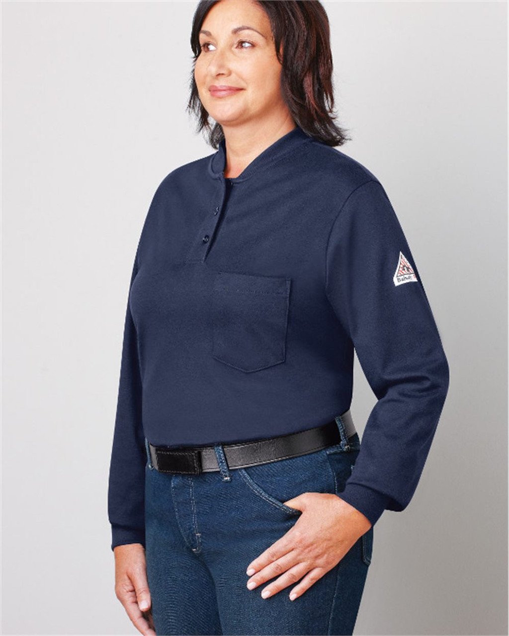 Custom Women's Long Sleeve Tagless Henley Shirt - SEL3