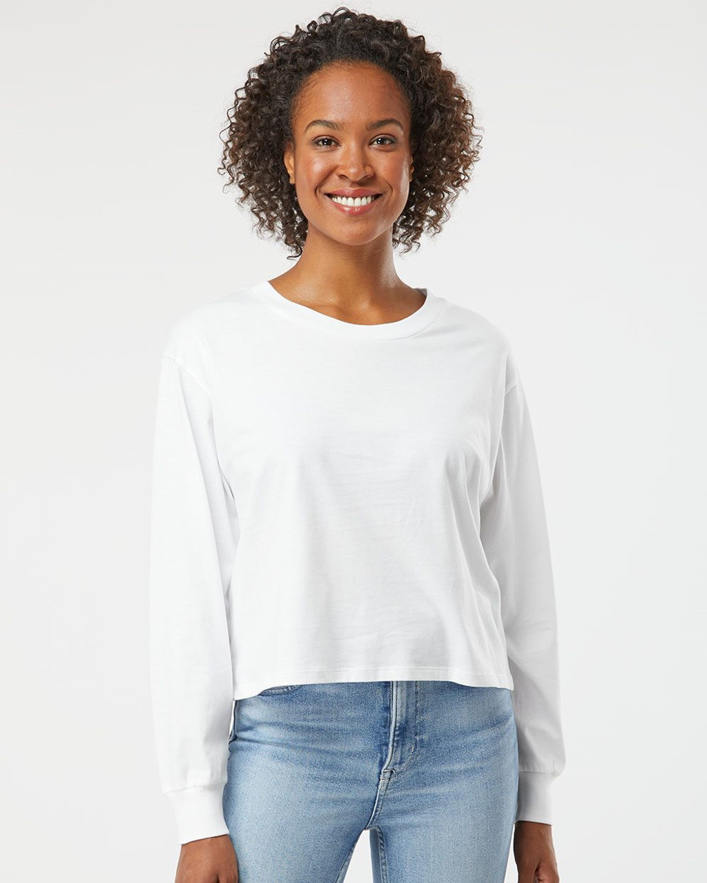 Custom Women's Cotton Jersey Long Sleeve Crop Tee - 1176