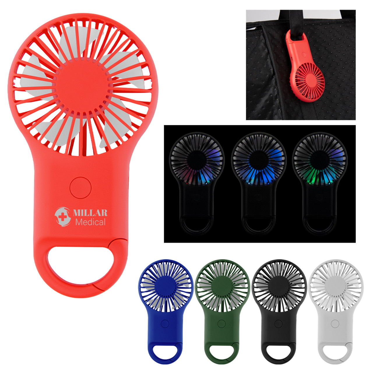 Custom Rechargeable Handheld Fan With Carabiner 287