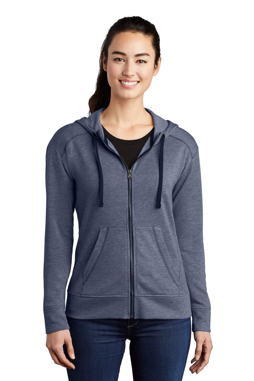 Custom Sport-Tek Ladies PosiCharge Tri-Blend Wicking Fleece Full-Zip Hooded Jacket LST293