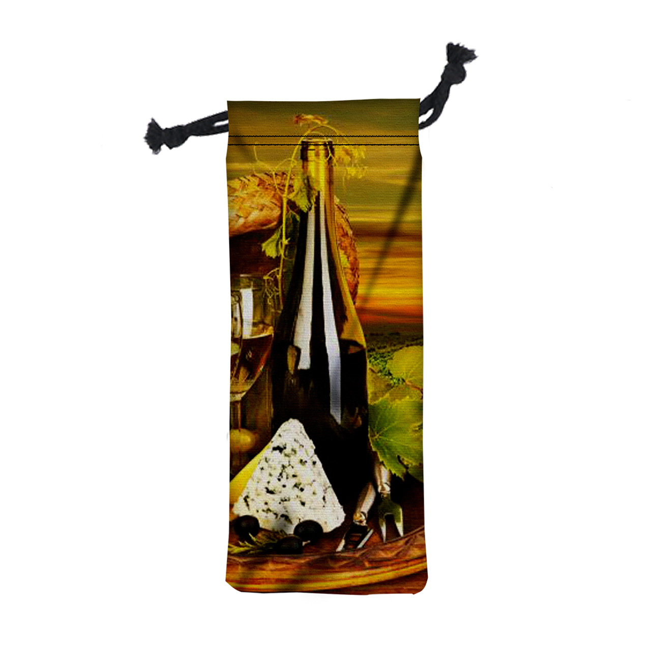 Custom 6" W X 15.5" H Wine Drawstring Bag 3944