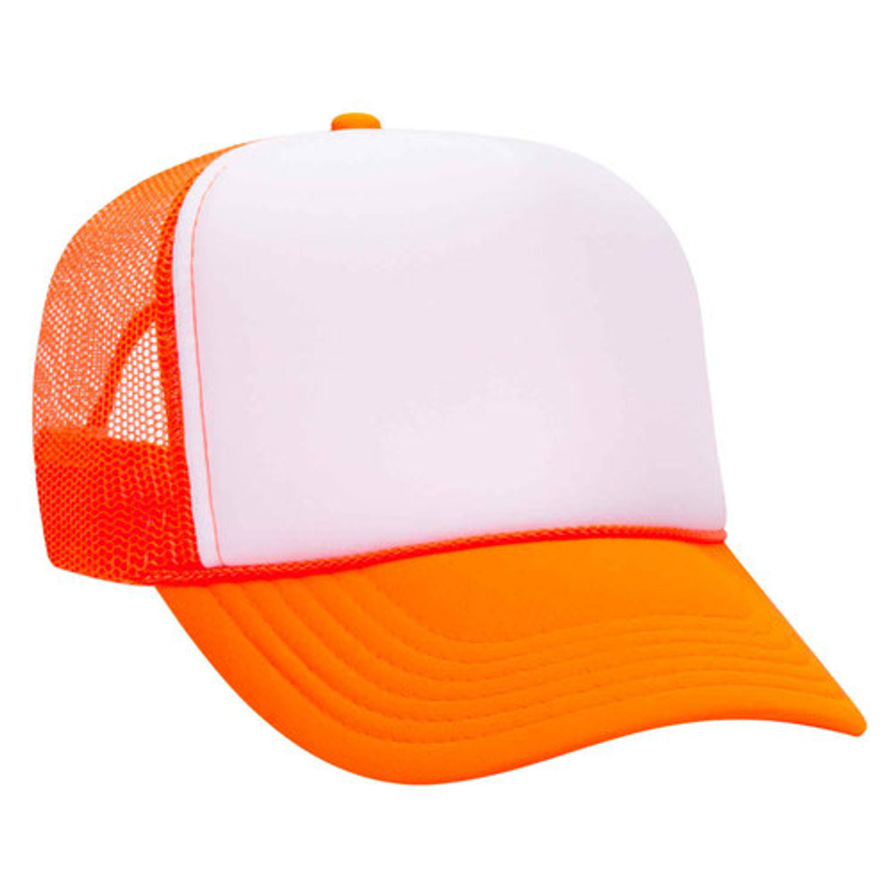 Two Tone Trucker Hats - Orange Blank Trucker Cap – Bewild