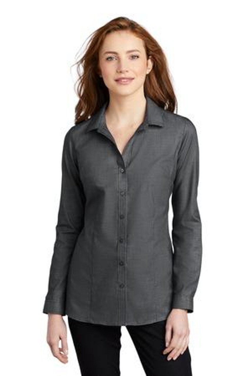 Embroidered Port Authority Ladies Pincheck Easy Care Shirt LW645