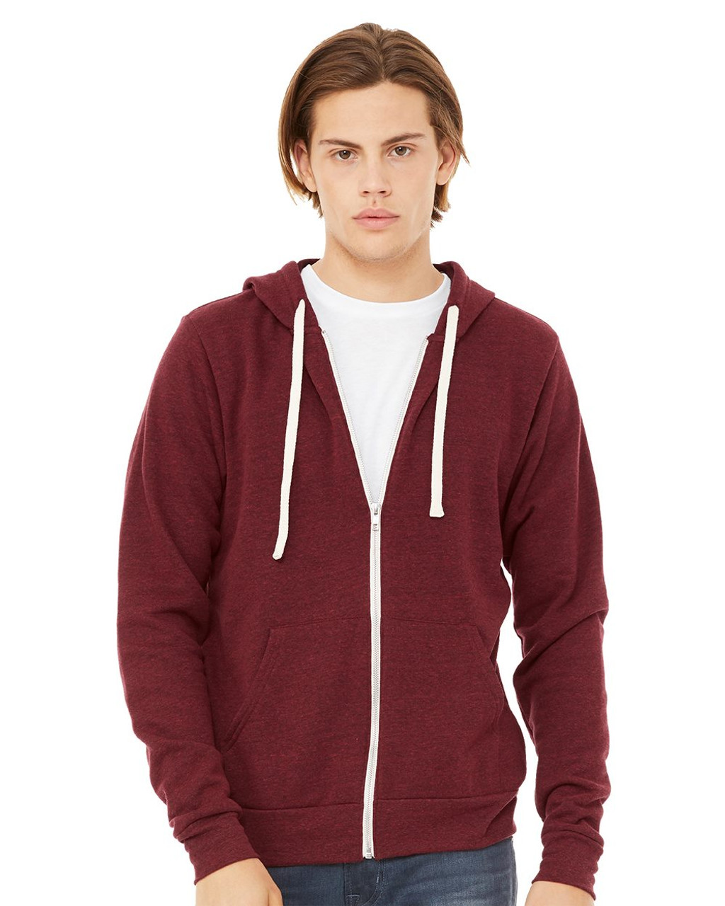 Custom Triblend Sponge Fleece Full-Zip Hoodie - 3909