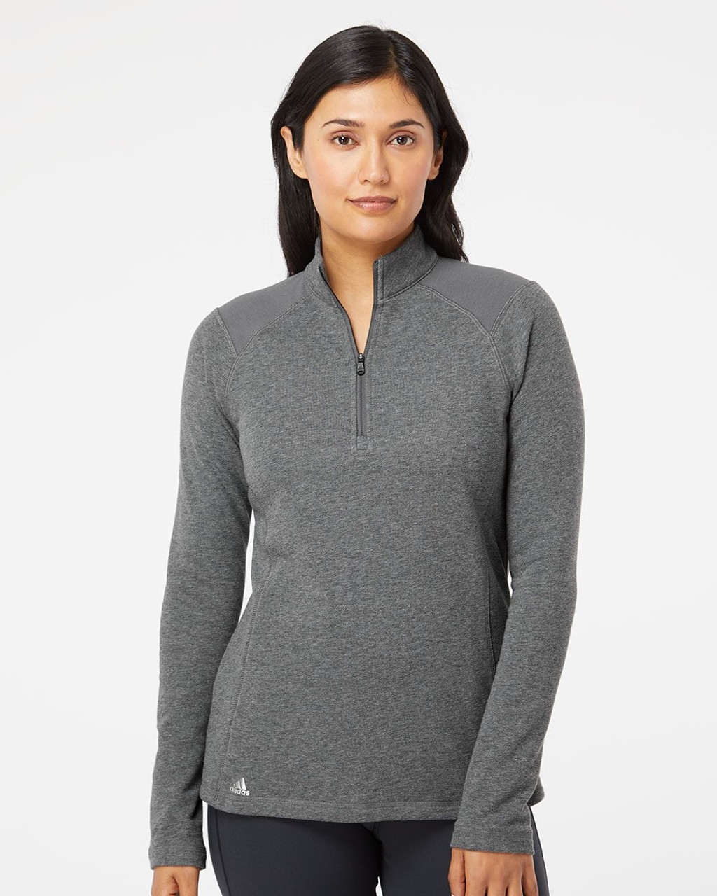 Custom Women's Heathered Quarter-Zip Pullover with Colorblocked Shoulders - A464