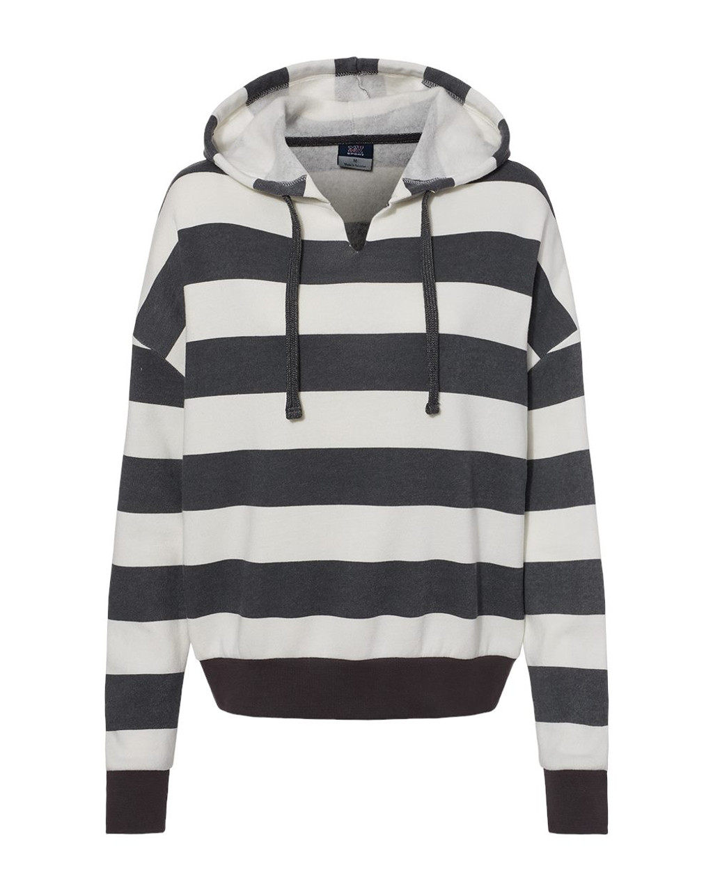 Custom Women's Striped Fleece Boxy Hooded Sweatshirt - W21721