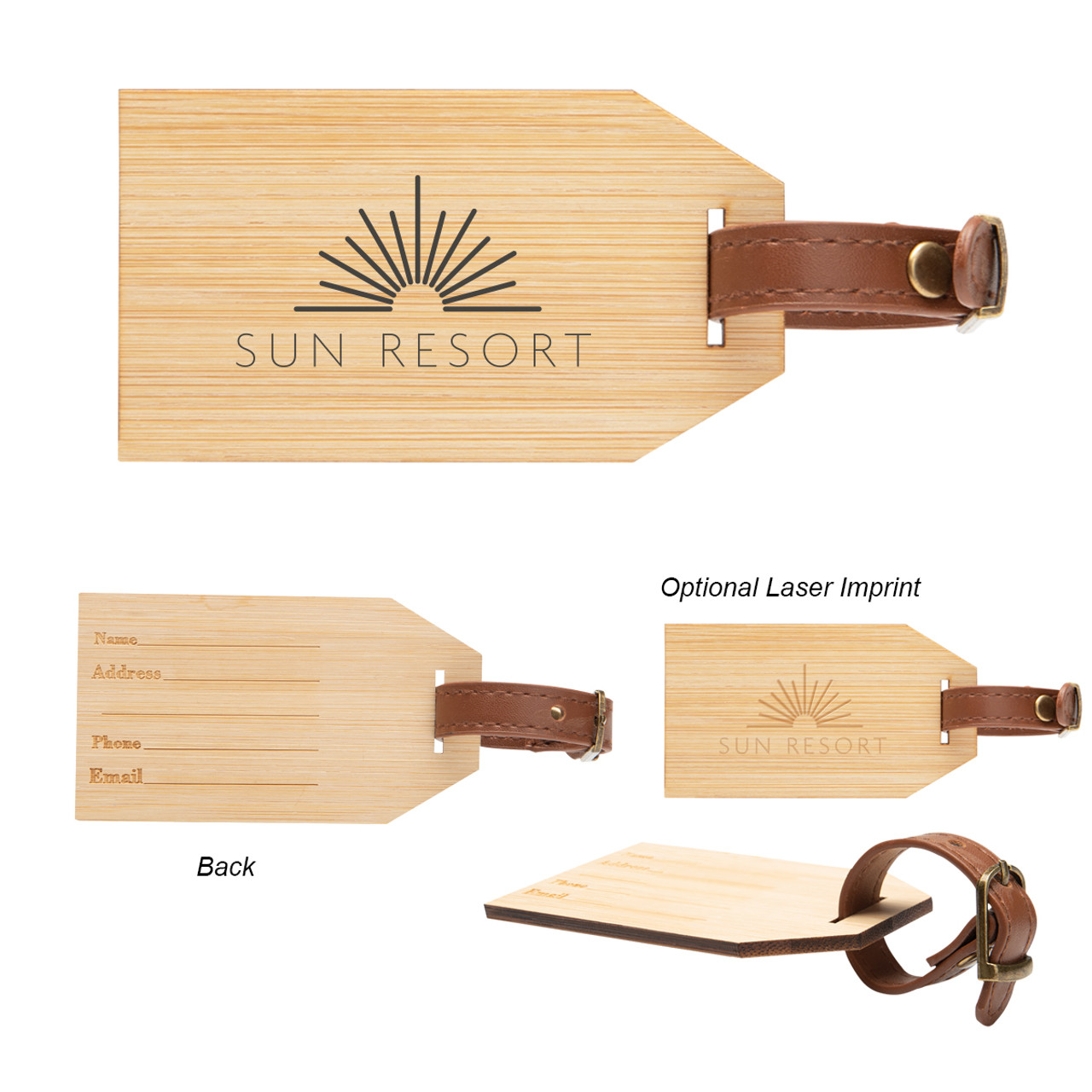 Custom Outbound Bamboo Luggage Tag 9753