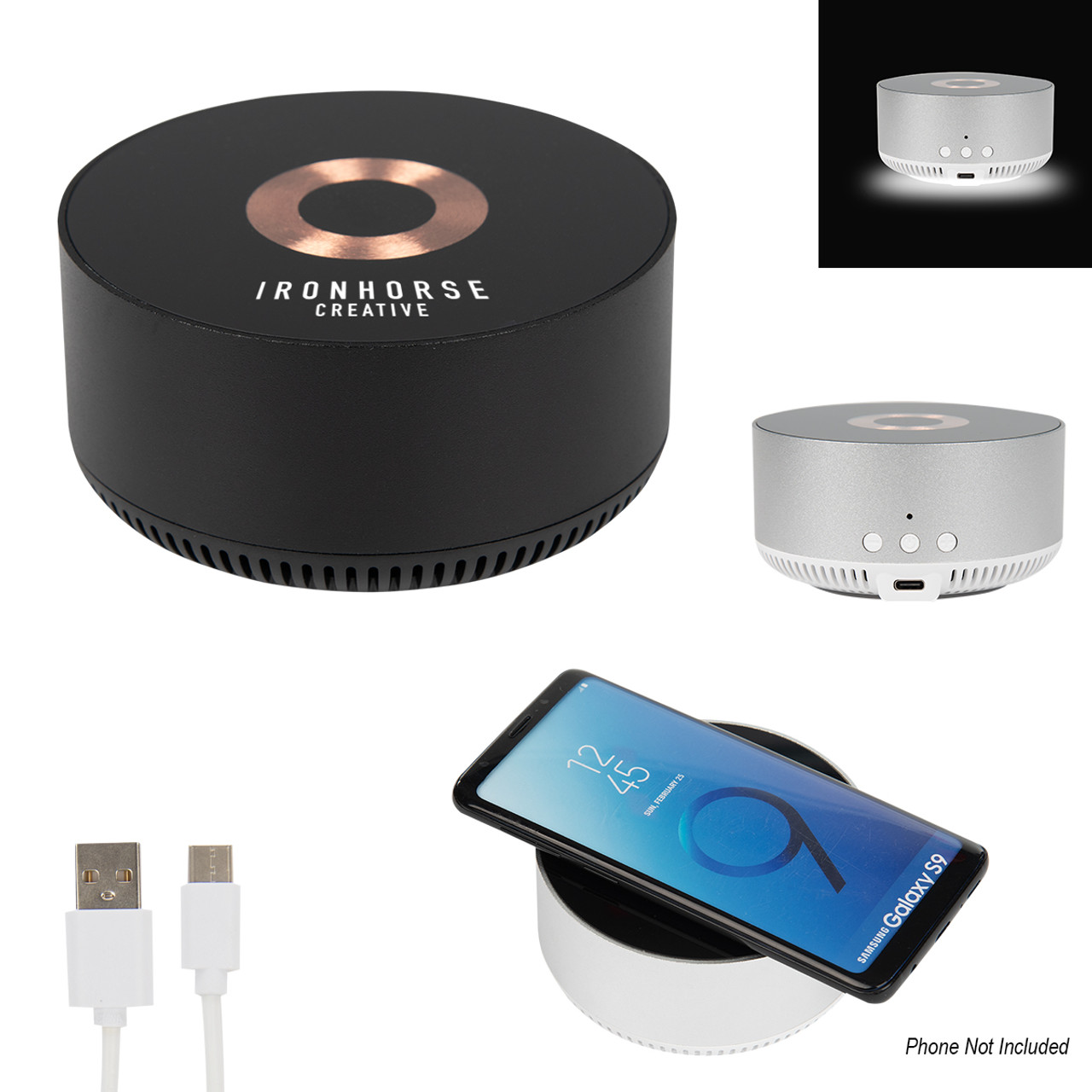 Custom 15W Glass Top Wireless Charger & Speaker 25158