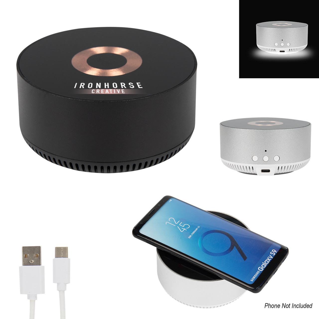 Custom 15W Glass Top Wireless Charger & Speaker 25158