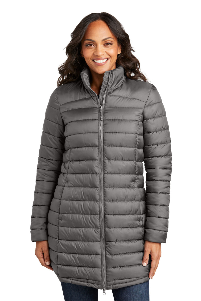 Embroidered Port Authority Women's Horizon Puffy Long Jacket L365