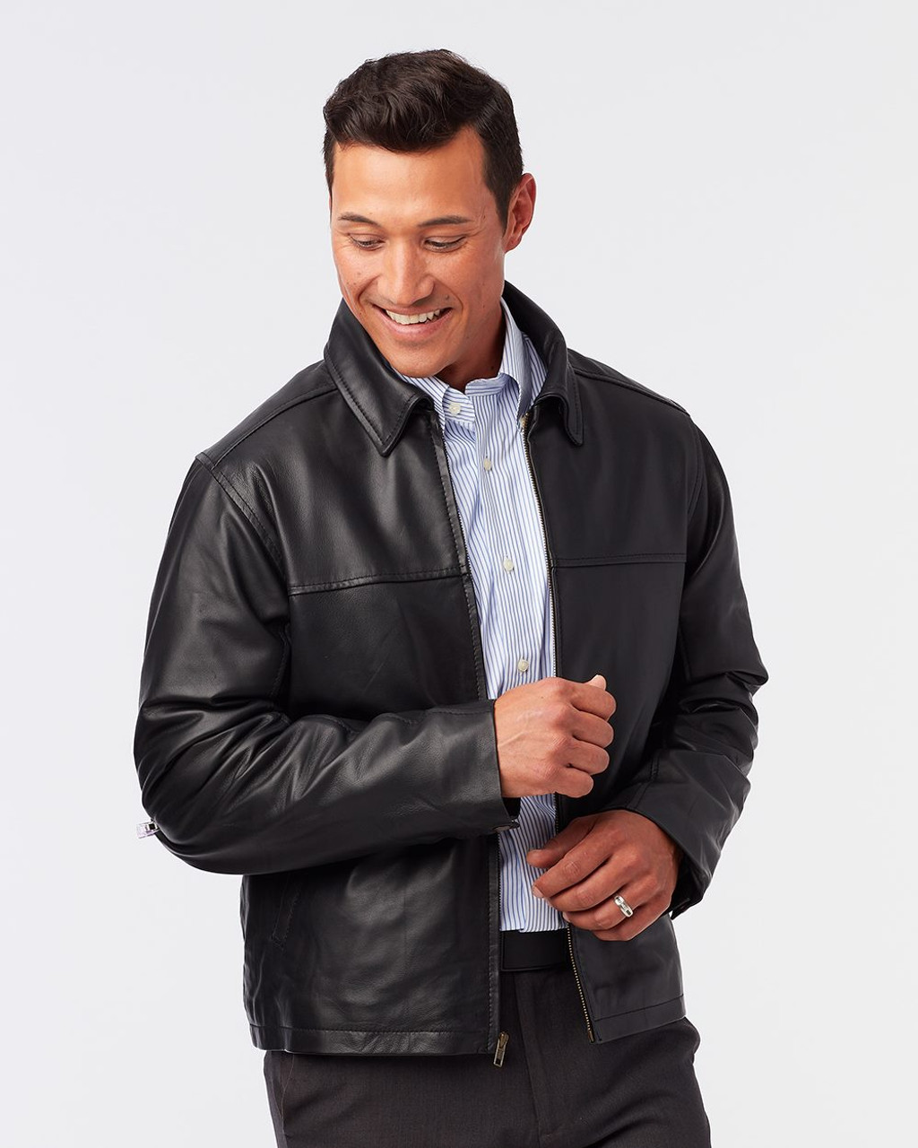 Embroidered Napa Leather Driving Jacket - 8000T