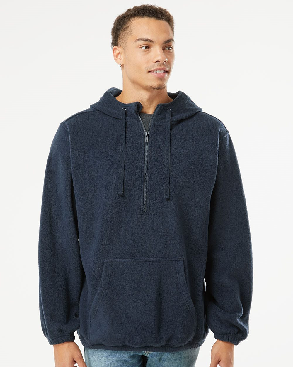 Custom Polar Fleece Quarter-Zip Hooded Pullover - 3600