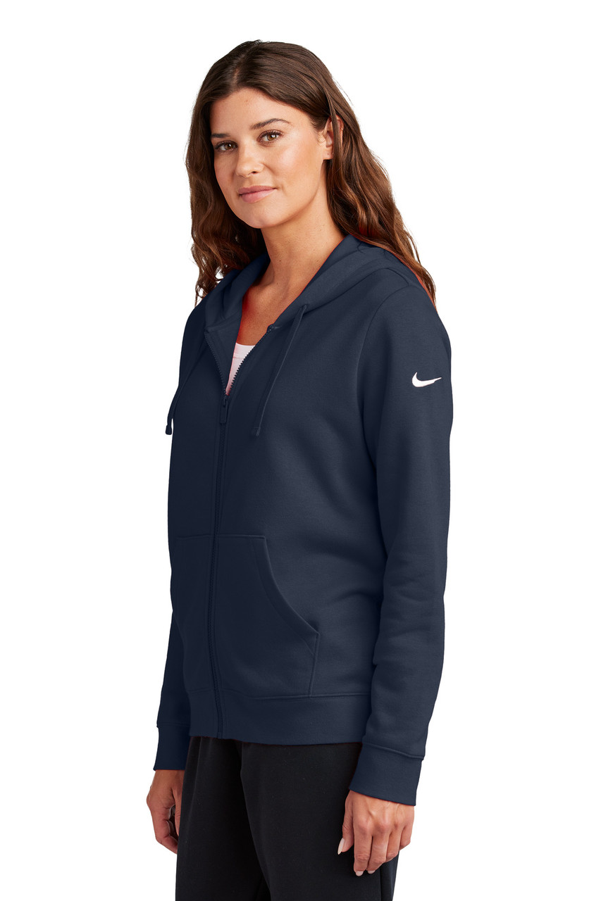 Custom Nike Ladies Club Fleece Sleeve Swoosh Full-Zip Hoodie