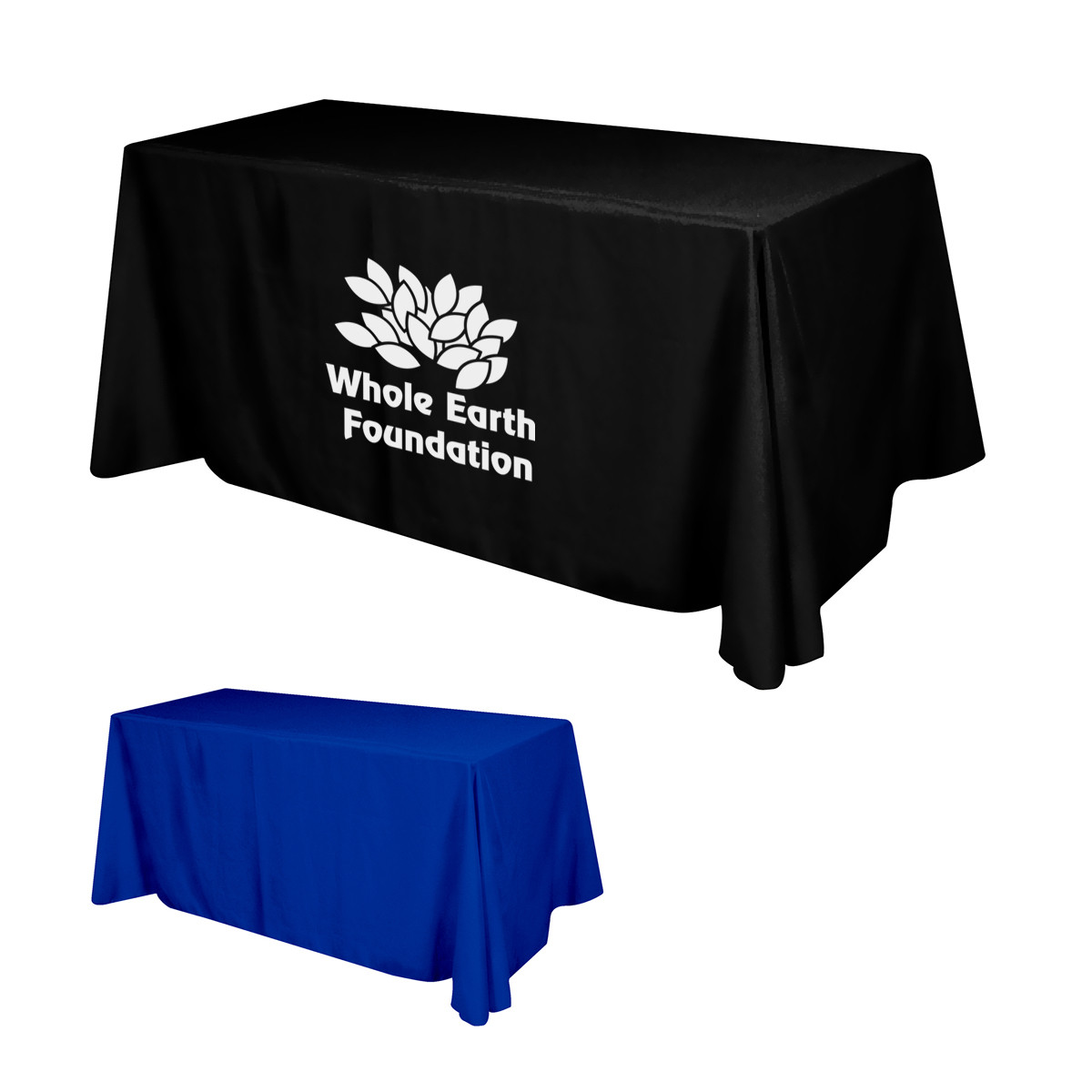 Custom Flat Polyester 4-Sided Table Cover - fits 6' standard table 0XTFLP46