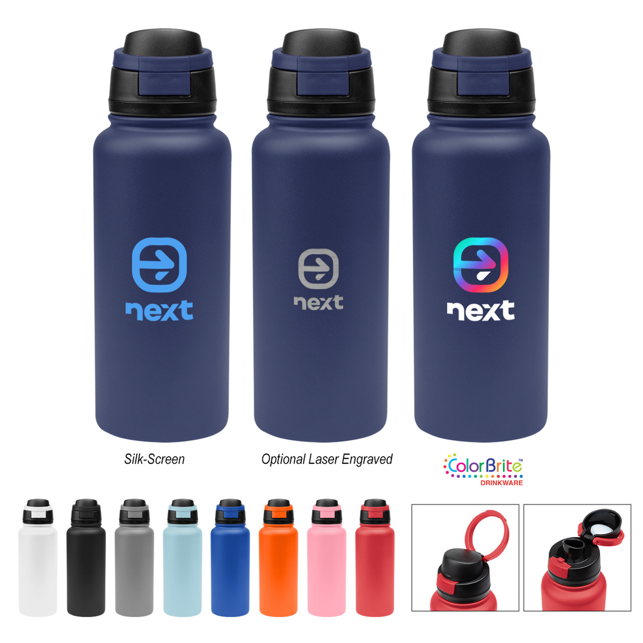 Custom 32 Oz. Pop Sip Recycled Stainless Steel Bottle 50408