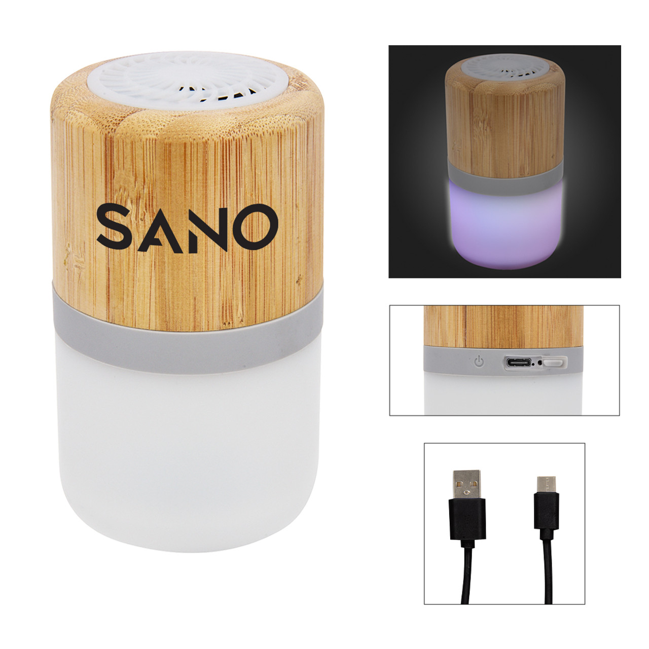 Custom Bamboo Wireless Light Up Speaker 2.0 24812