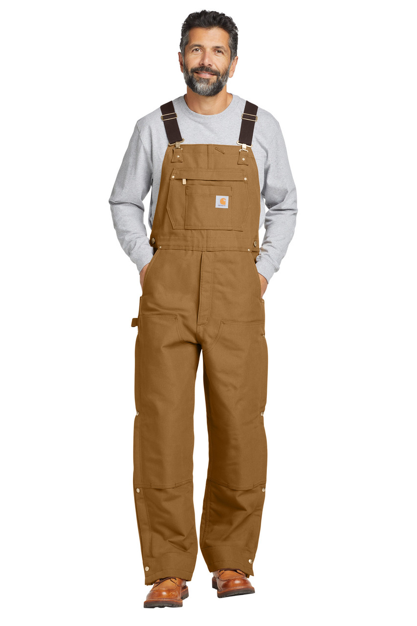 Embroidered Carhartt Short Firm Duck Insulated Bib Overalls