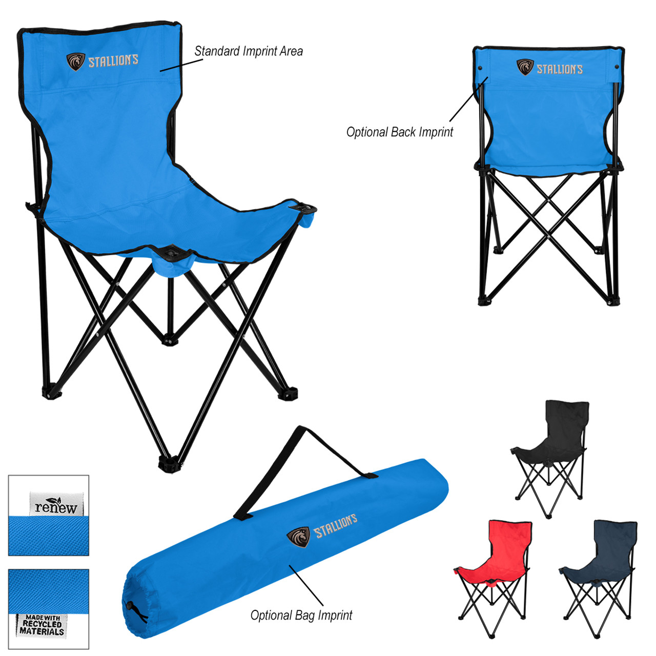 Custom rPET Folding Chair With Carrying Bag 7075