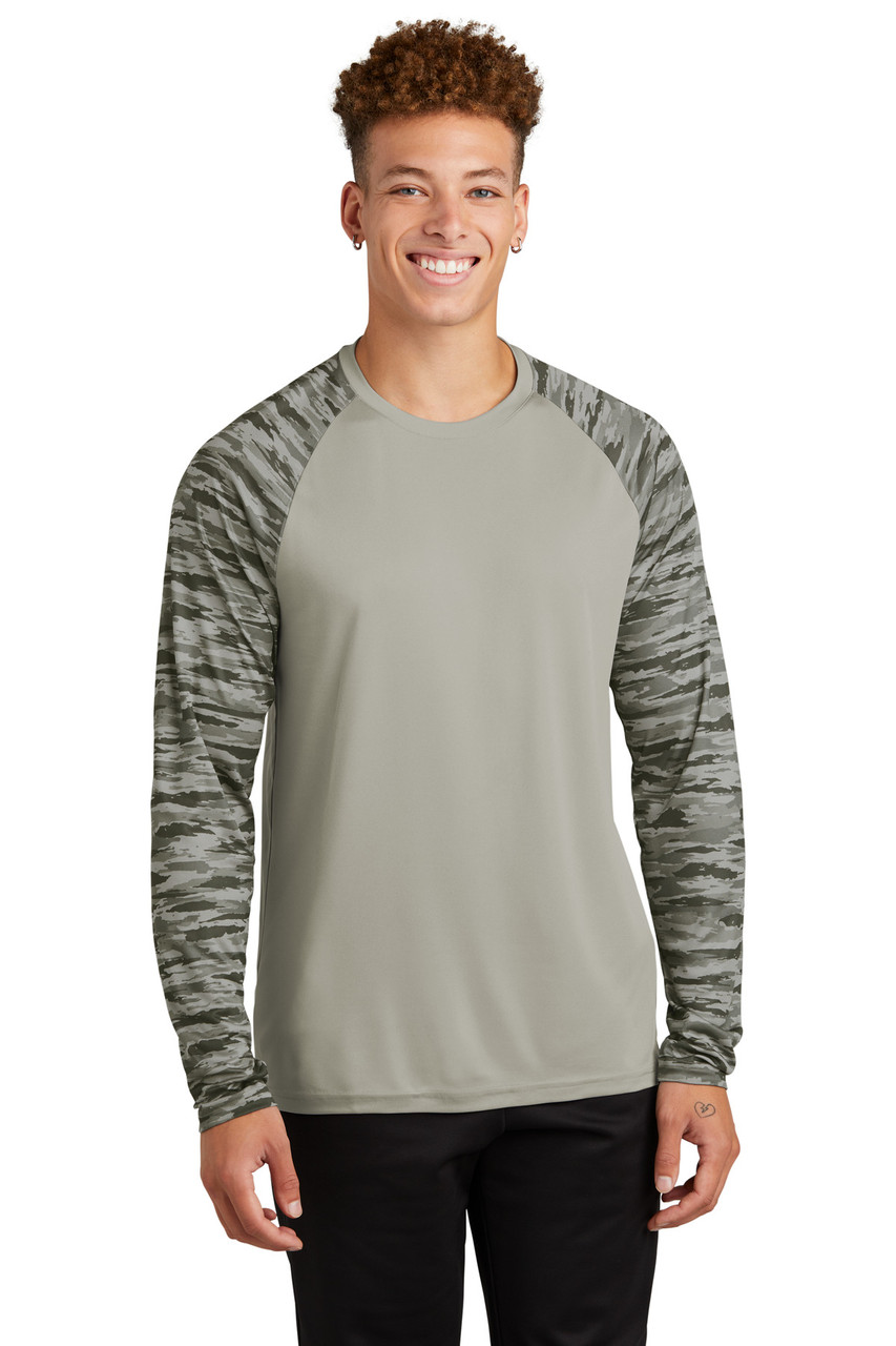 Custom Sport-Tek Drift Camo Colorblock Long Sleeve Tee ST376LS