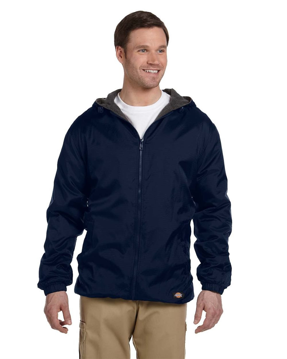 Embroidered Fleece Lined Nylon Hooded Jacket - 33237