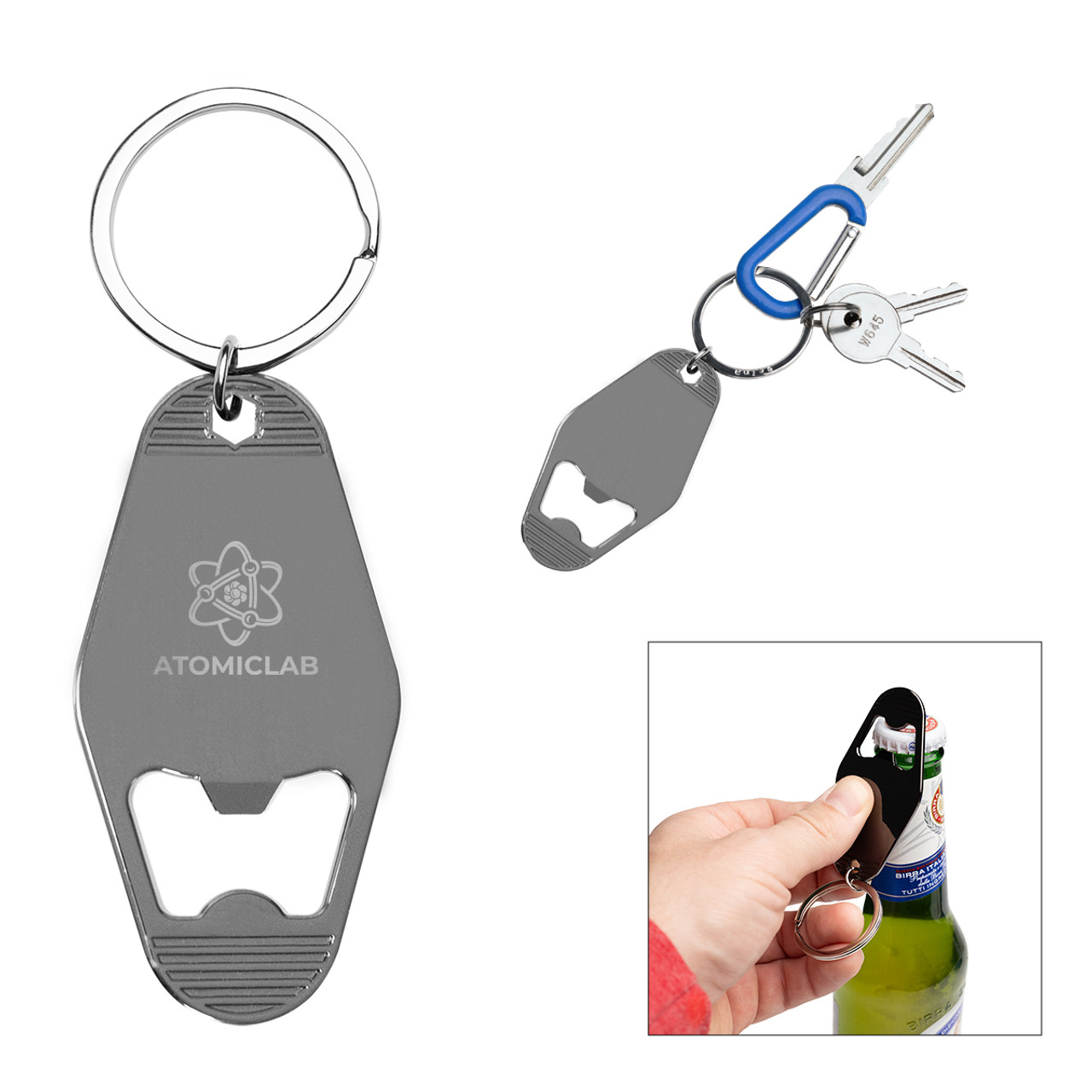 Custom Motel Style Metal Key Tag With Bottle Opener 20094