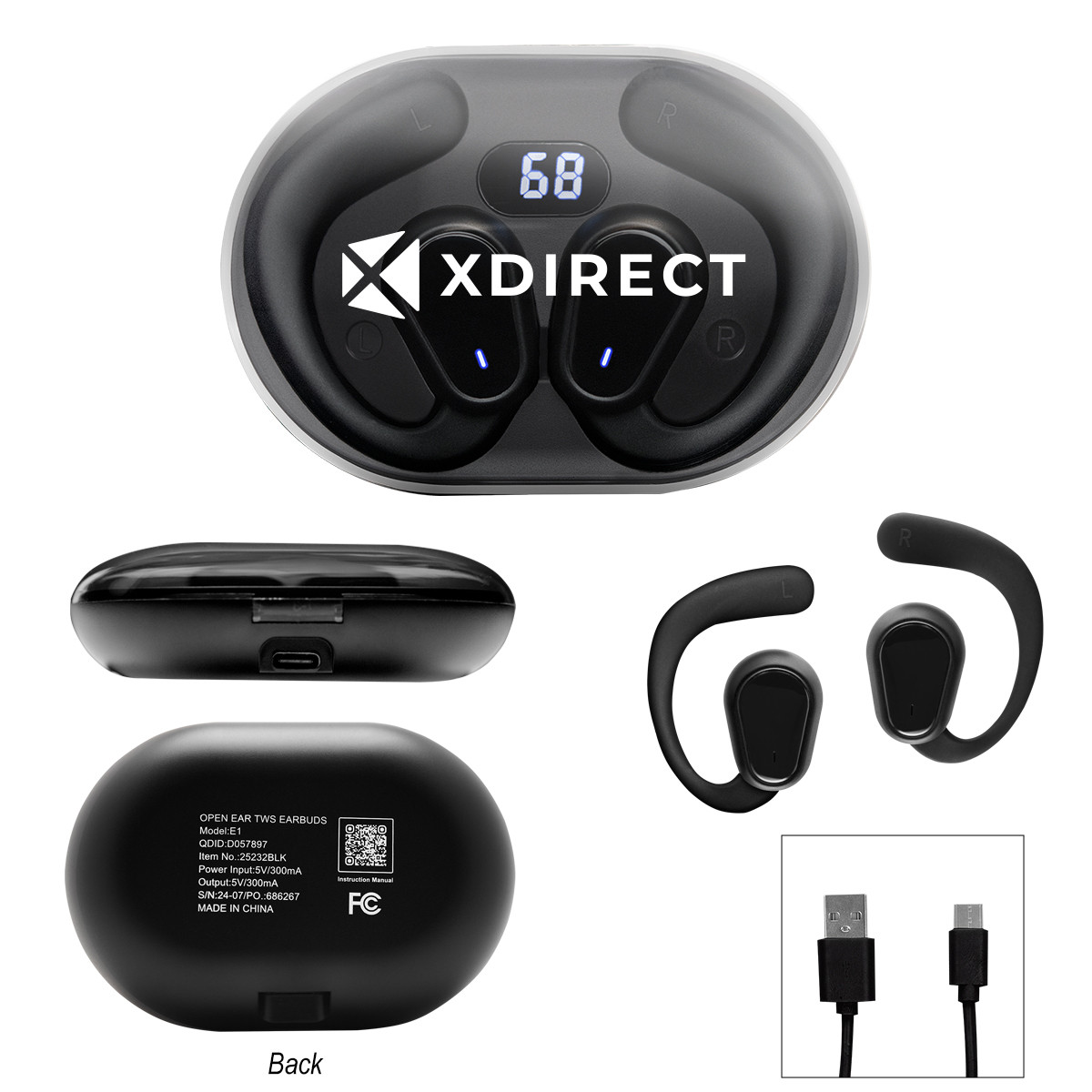 Custom Open Ear TWS Earbuds With Charging Case 25232