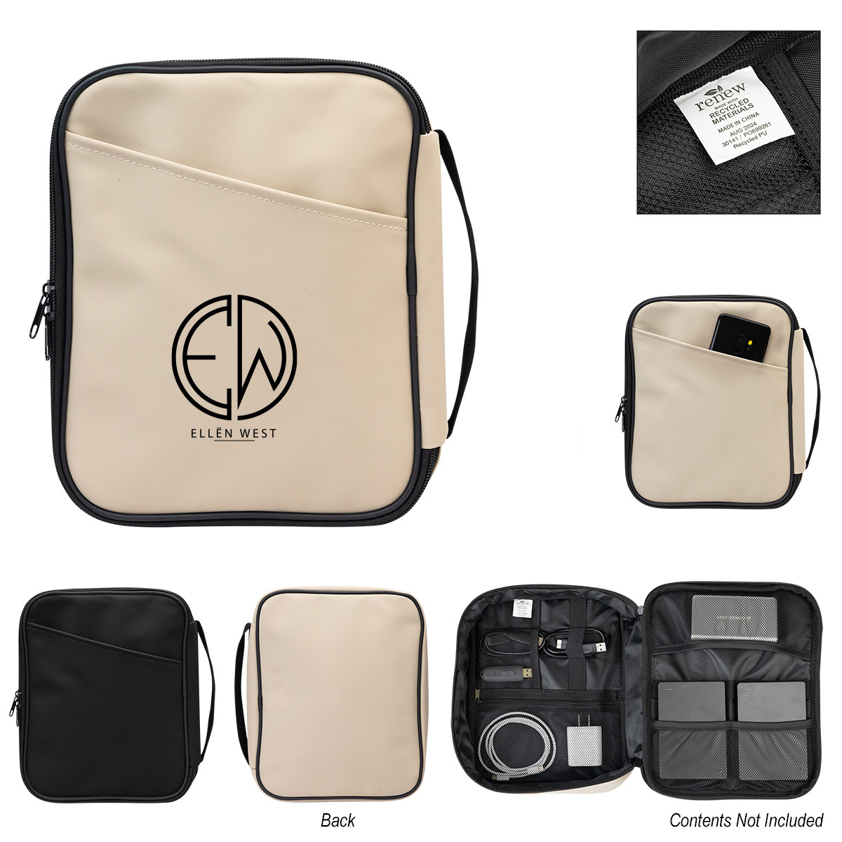 Custom Hudson Recycled Leatherette Tech Organizer 30141