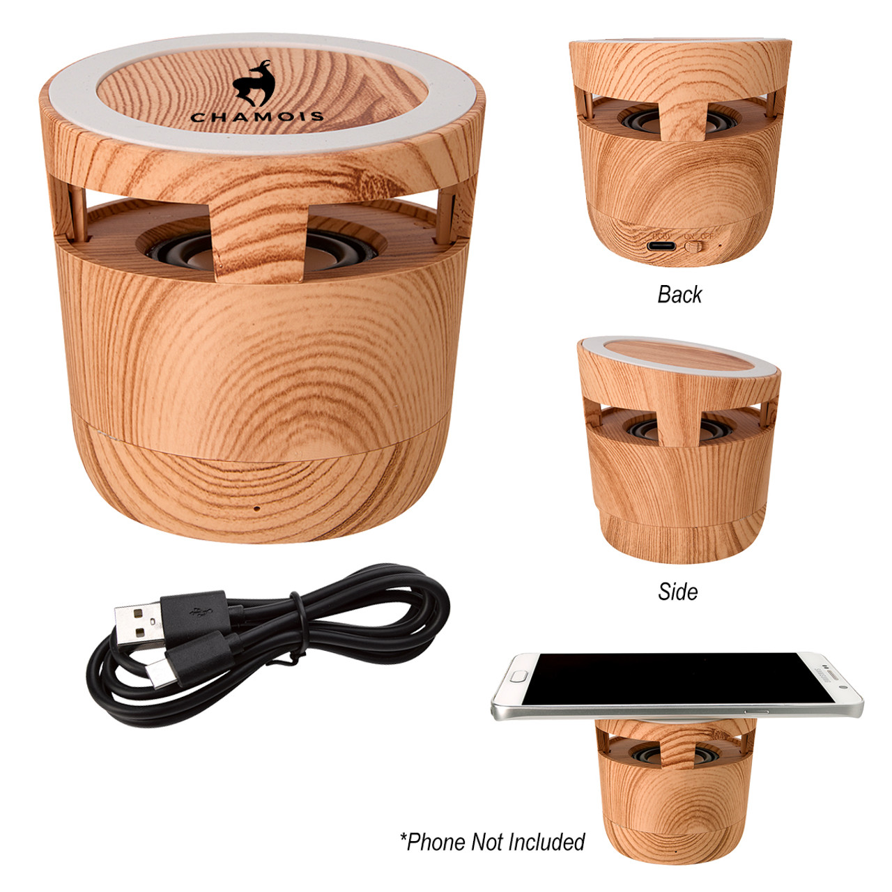 Custom Woodgrain Wireless Charging Pad And Speaker 2.0 29442