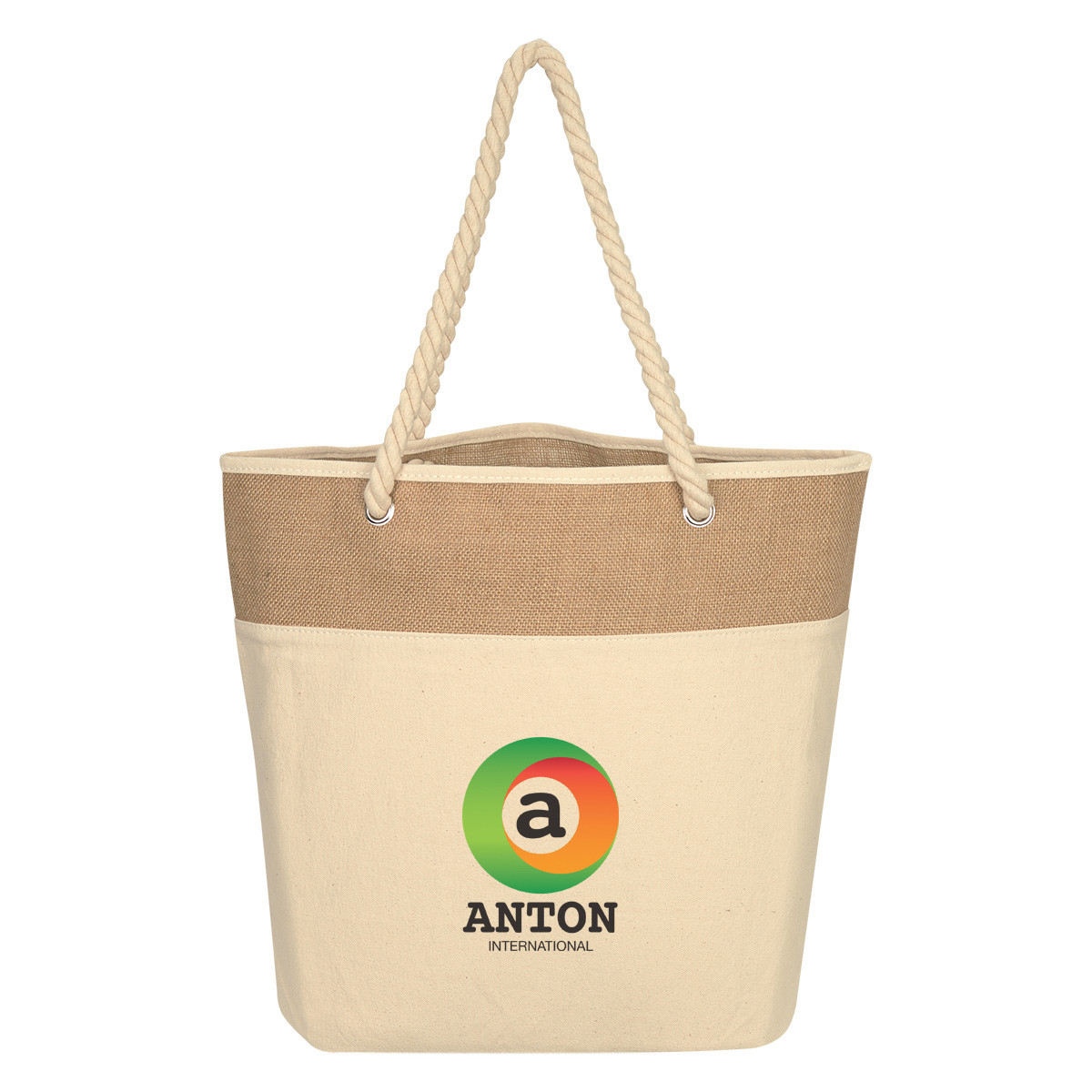 Custom Burlap Rope Tote Bag 3277