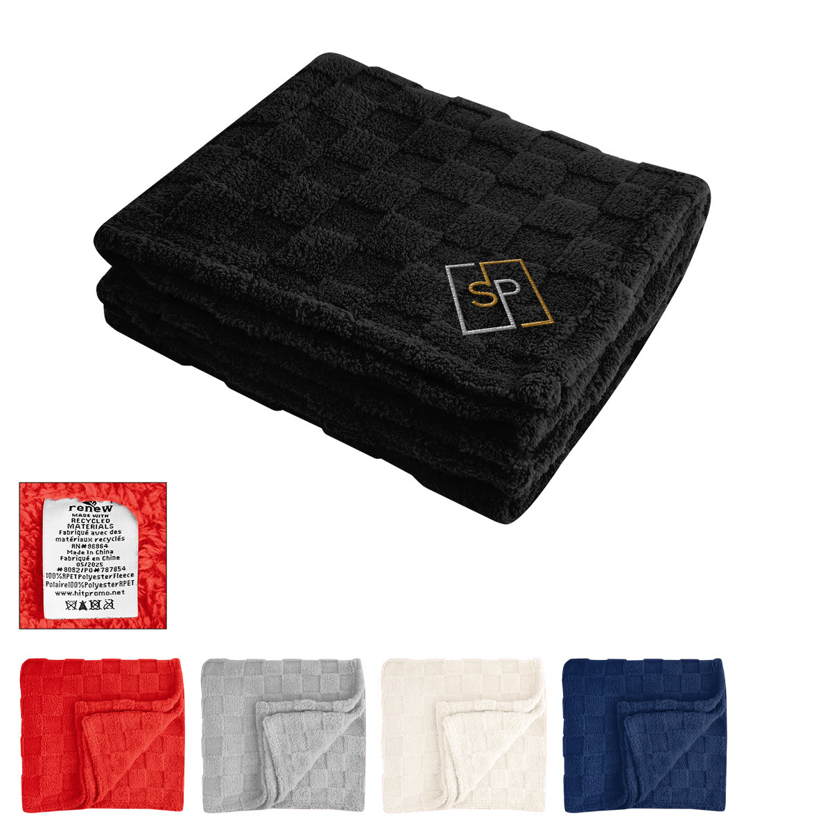 Custom rPET Checkered Sherpa Blanket 8082