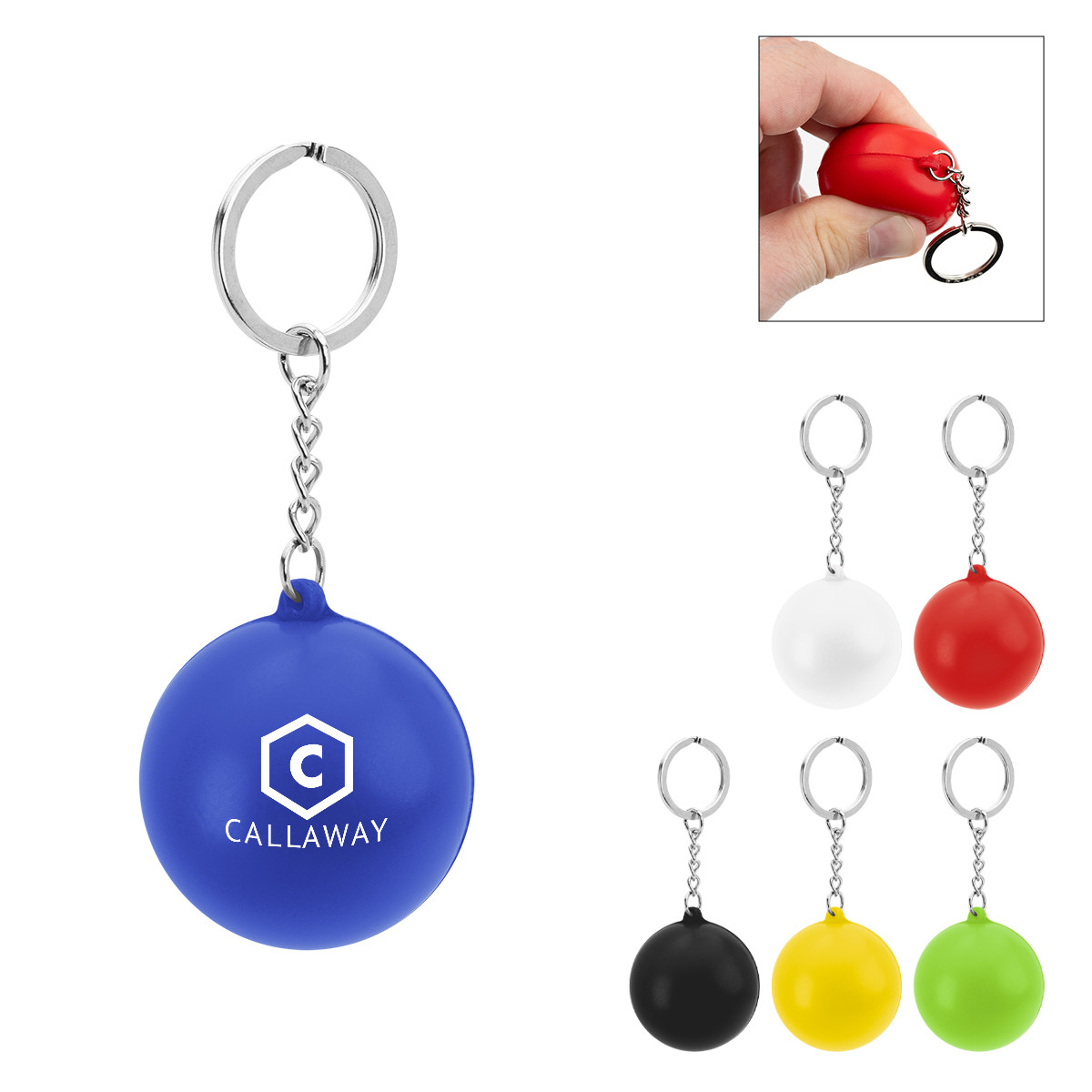 Custom Round PU Stress Reliever Keychain 22354