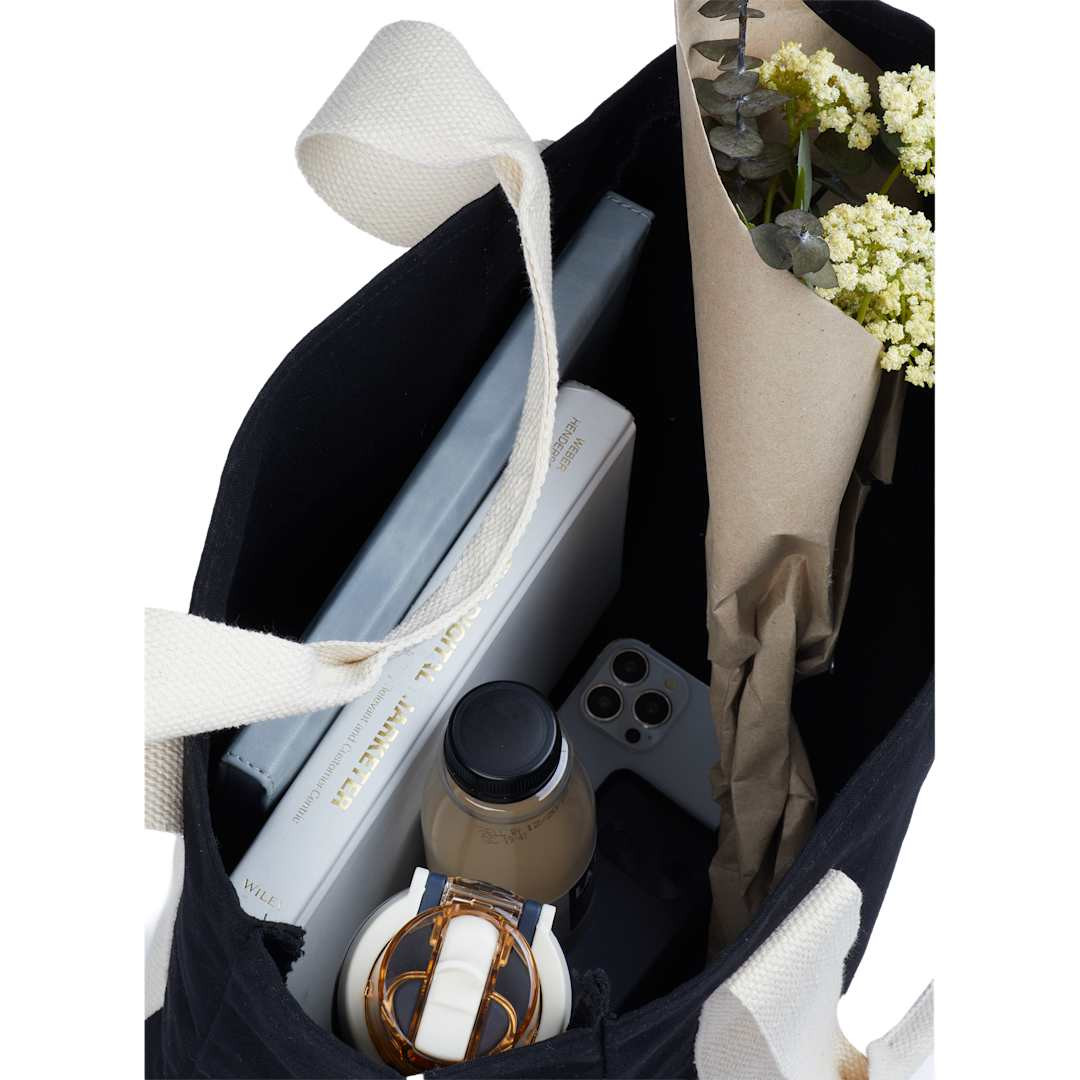 Custom 12oz Cotton Shopper Tote with Contrast Handles