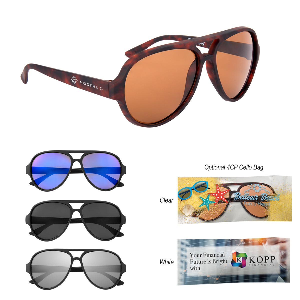 Custom RUBBERIZED RECYCLED FRAME AVIATOR SUNGLASSES 8299