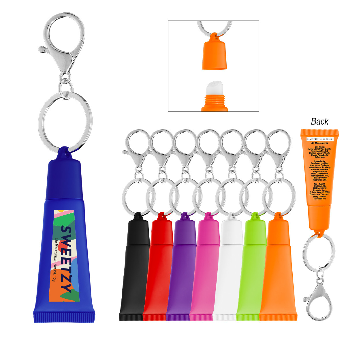 Custom Squeeze Tube Lip Moisturizer with Key Ring 90069