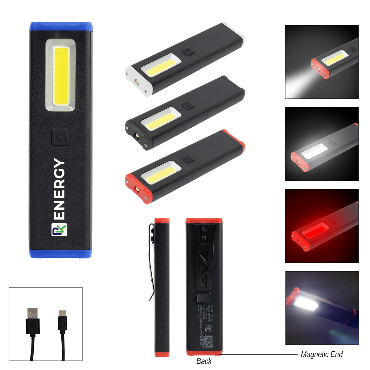 Custom Rechargeable Slim Clip COB Flashlight 20141