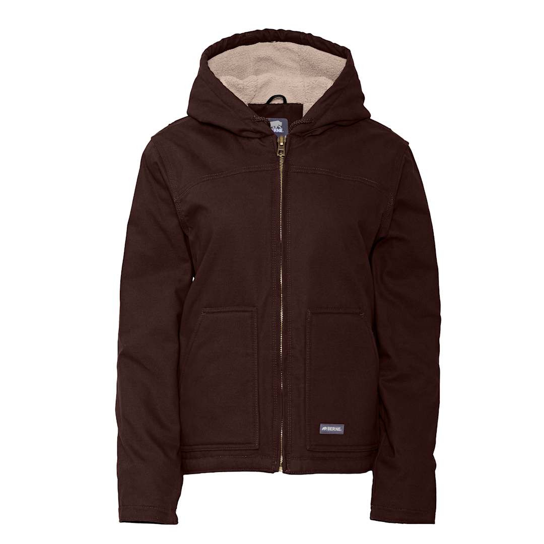 Embroidered Berne Sherpa-Lined Softstone Duck Hooded Jacket