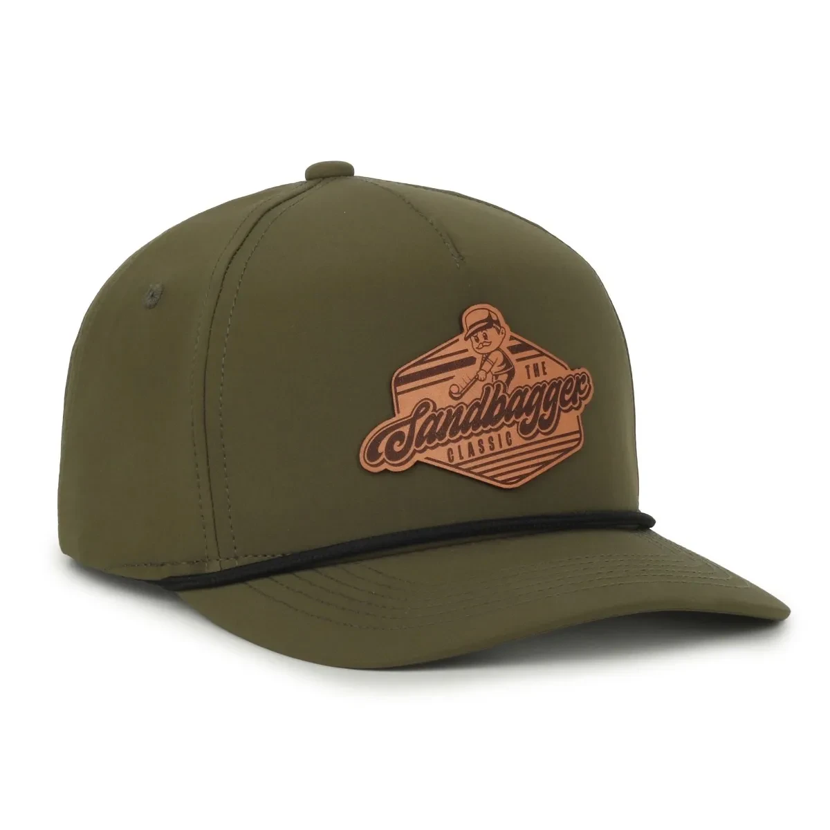 Performance 5 Panel Rope Caps - Custom Leather Patch Hats