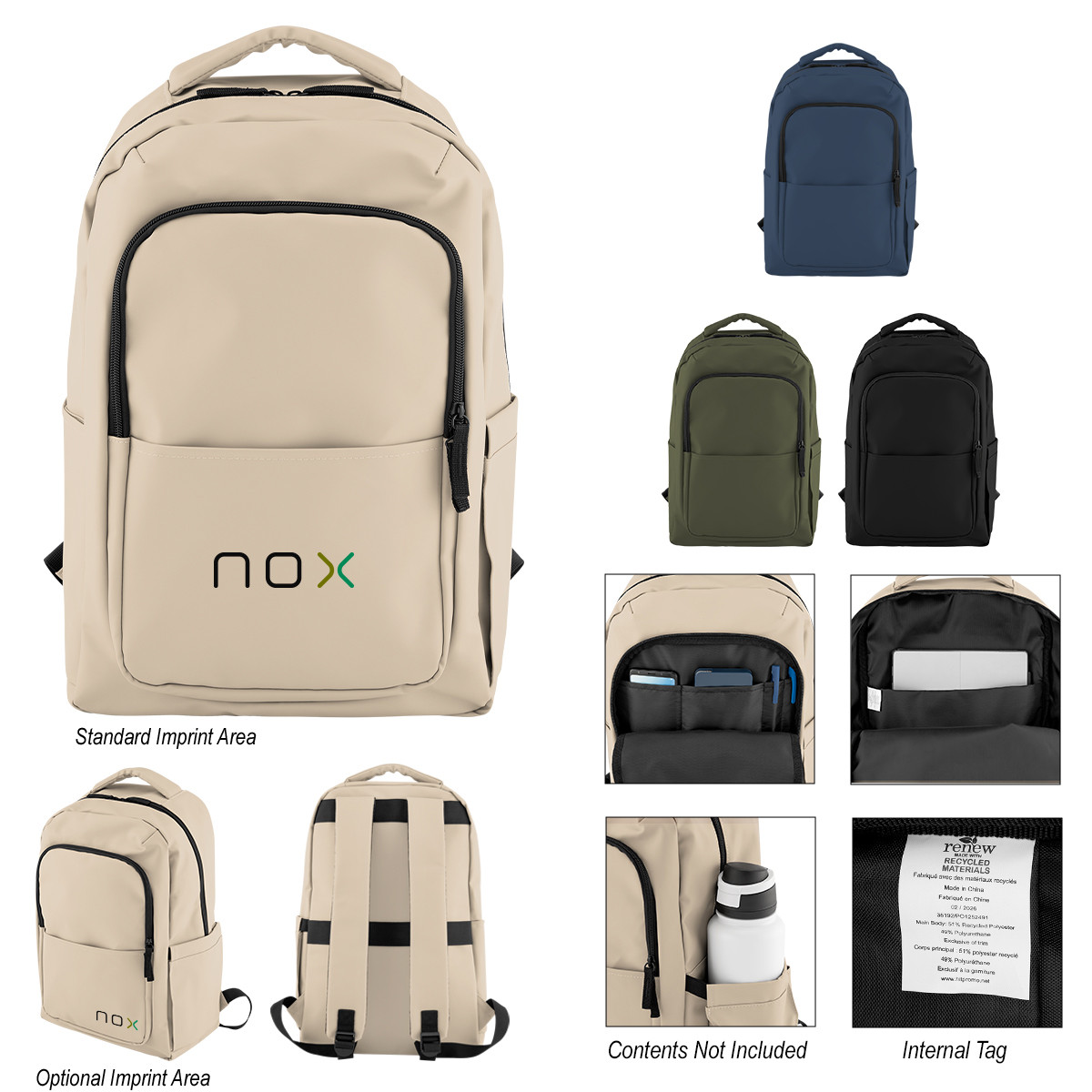 Custom Hudson Leatherette Laptop Backpack 35192