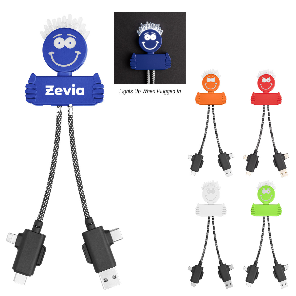 Custom Light Up rABS Multi-Cable Charging Guy 25695
