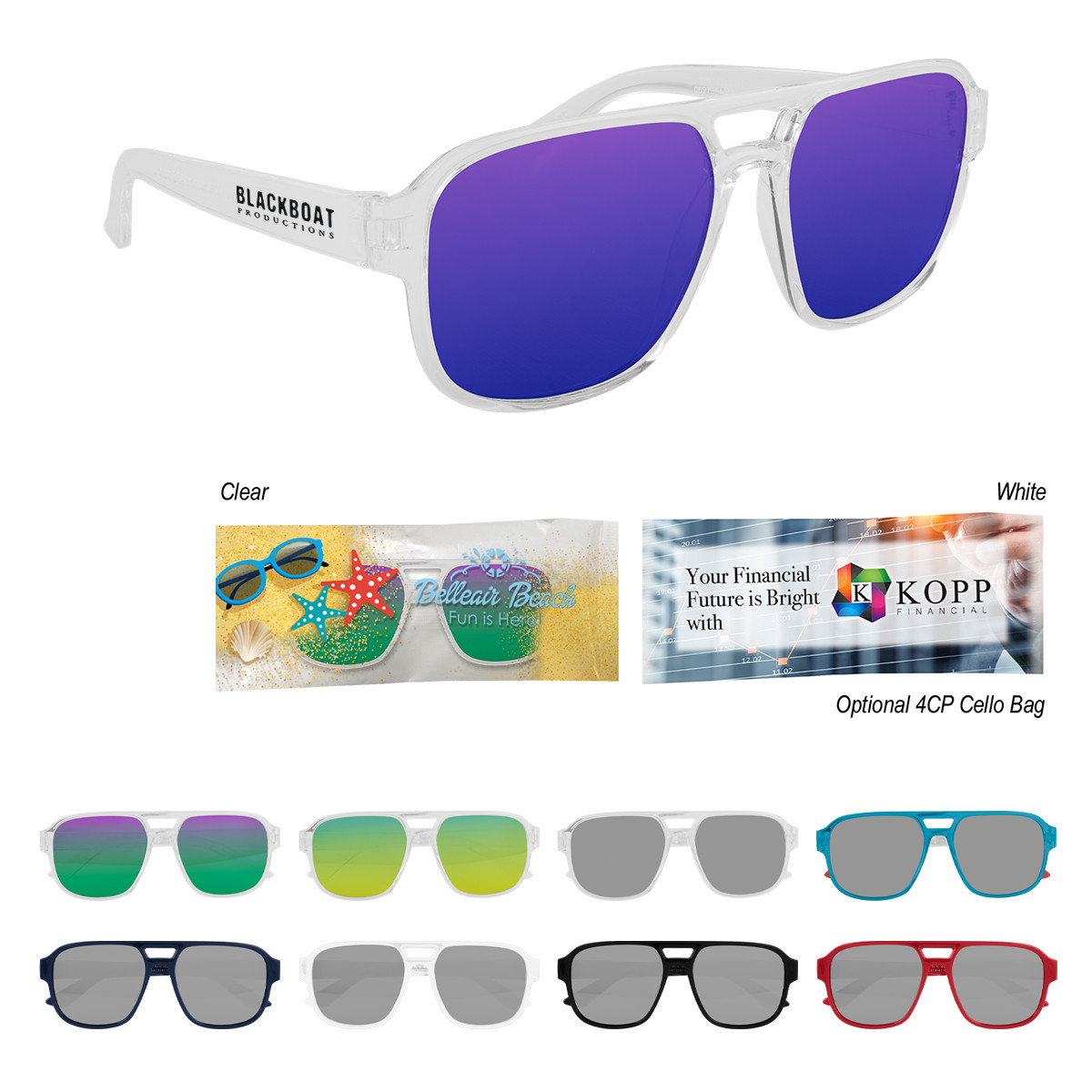 Custom rABS Aviator Sunglasses With Mirrored Lenses 61005