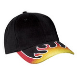 Custom Black, Yellow and Red Flame Racing NUFIT Flex Hat