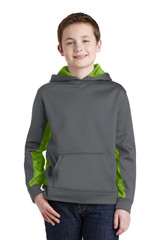 Custom Sport-Tek Youth Sport-Wick CamoHex Fleece Colorblock Hooded Pullover. YST239