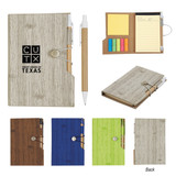 Custom Woodgrain Look Notebook With Sticky Notes And Flags 6113