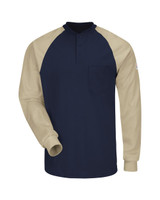 Custom Long Sleeve Color-Block Tagless Henley Shirt - SEL4