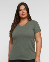 Custom Curvy Collection Women's Fine Jersey V-Neck Tee - 3817